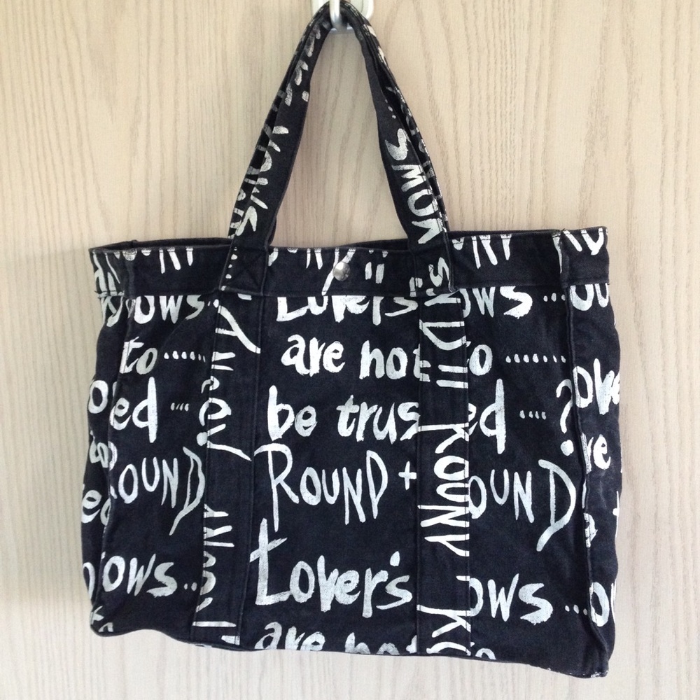 Japanese Fashion Graffiti Black Canvas Tote